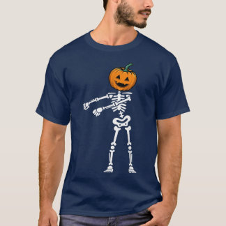 Dabbing Skeleton Floss Dance Pumpkin Ansikte Funny T Shirt