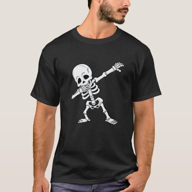 Dabbing Skeleton Halloween Funny Dab T Shirt (Framsida)
