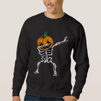 Dabbing Skeleton Halloween Ghost Party Costume Pum Lång Ärmad Tröja