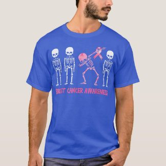 Dabbing Skeleton Halloween Rosa Ribbon Breast Canc T Shirt