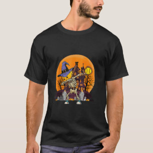 Dabbing Skeleton Halloween Witch spelar upp softba T Shirt