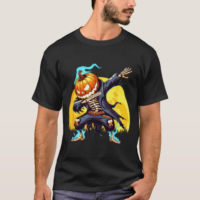 Dabbing Skeleton Headless Pumpkin Dab Dance Boys H T Shirt (Framsida)
