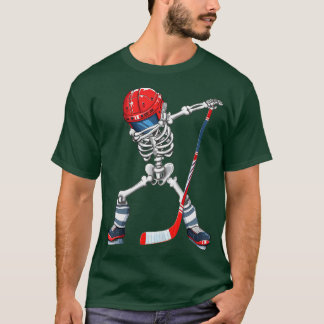 Dabbing Skeleton Hockey Halloween Costume Gift Kid T Shirt