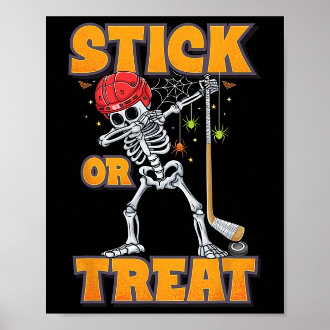 Dabbing Skeleton Ice Hockey Player Halloween Costu Poster (Framsidan)