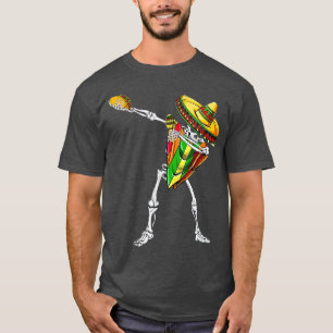Dabbing Skeleton Meican Poncho Cinco De Mayo Sombr T Shirt