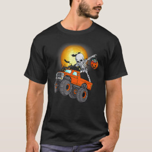 Dabbing Skeleton Monster Lastbil Halloween Småbarn T Shirt