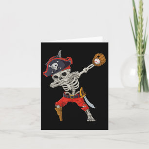 Dabbing Skeleton Pirat Baseball Funny Halloween S Kort
