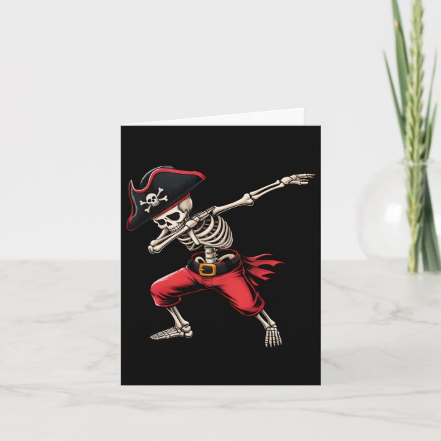 Dabbing Skeleton Pirat Boys Kids Funny Halloween Kort (Framsida)