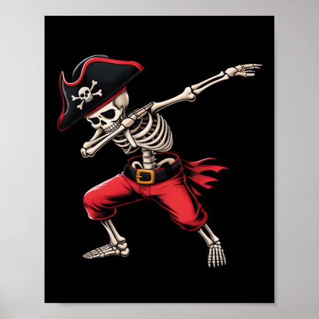 Dabbing Skeleton Pirat Boys Kids Funny Halloween Poster (Framsidan)