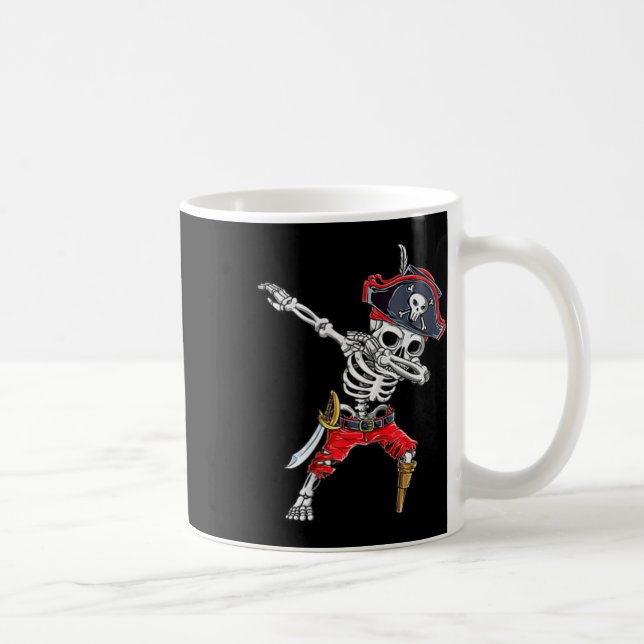 Dabbing Skeleton Pirat Funny Halloween Kids Jolly Kaffemugg (Höger)