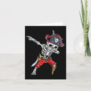 Dabbing Skeleton Pirat Funny Halloween Kids Jolly Kort