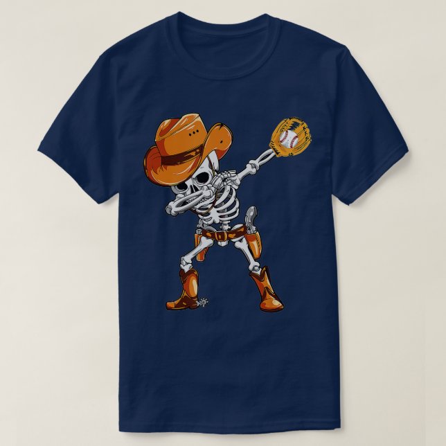 Dabbing Skeleton Pirat Halloween Baseball Player T Shirt (Design framsida)