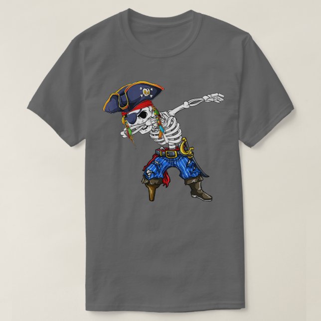 Dabbing Skeleton Pirat Halloween Costume för barn T Shirt (Design framsida)