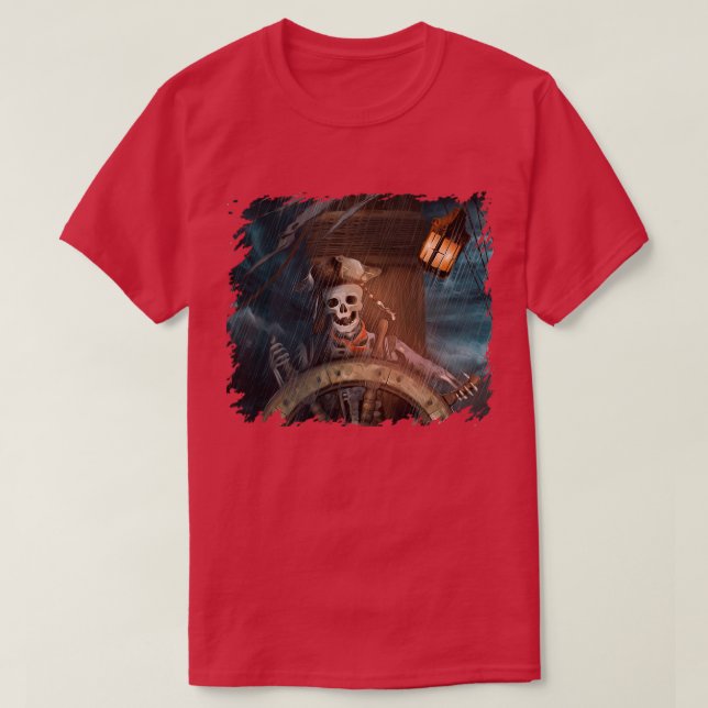 Dabbing Skeleton Pirat Halloween Costume Jolly Ro T Shirt (Design framsida)
