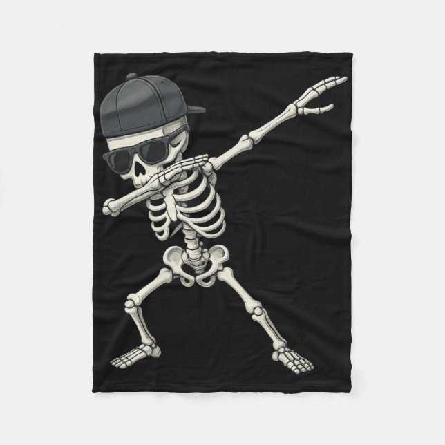 Dabbing Skeleton Pirat Halloween Kids Jolly Roger Fleecefilt (Framsidan)
