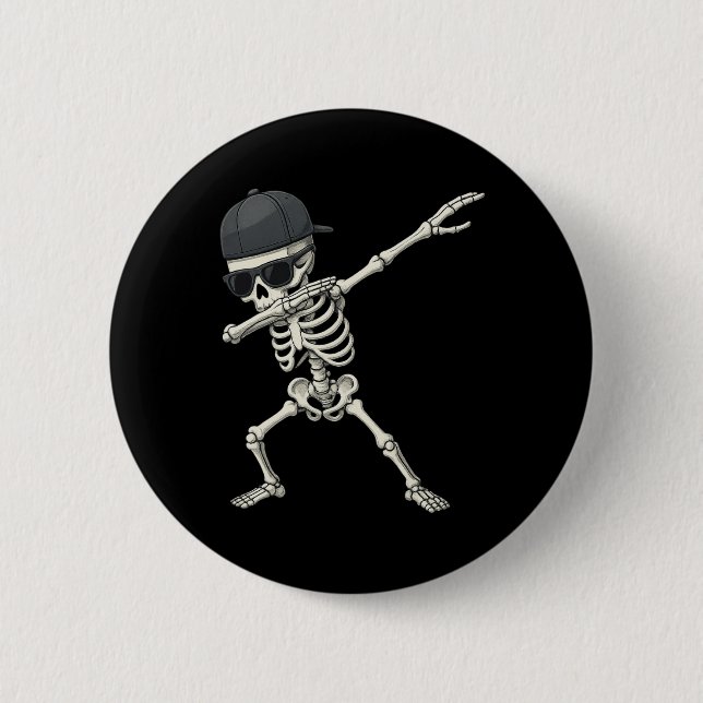 Dabbing Skeleton Pirat Halloween Kids Jolly Roger Knapp (Framsida)