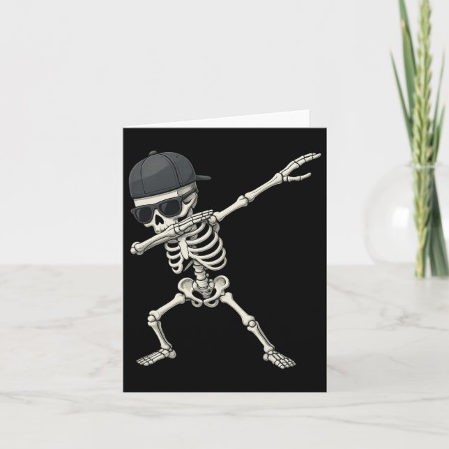 Dabbing Skeleton Pirat Halloween Kids Jolly Roger Kort (Framsida)
