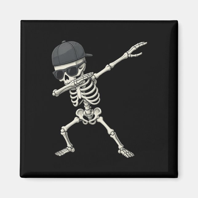Dabbing Skeleton Pirat Halloween Kids Jolly Roger Magnet (Framsidan)