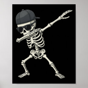 Dabbing Skeleton Pirat Halloween Kids Jolly Roger Poster