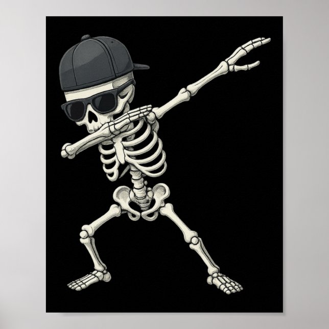 Dabbing Skeleton Pirat Halloween Kids Jolly Roger Poster (Framsidan)