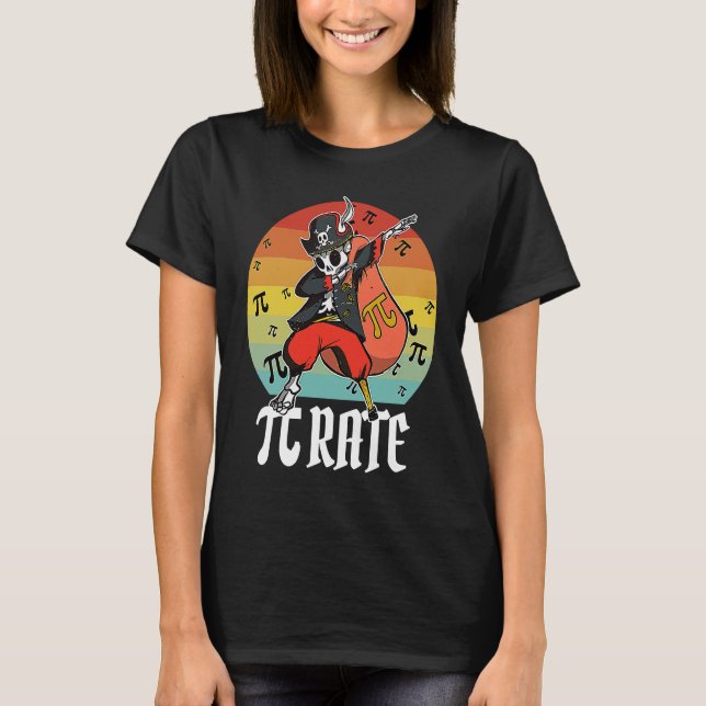Dabbing Skeleton Pirat Math Pi rate Pi Day 3 14 T Shirt (Framsida)