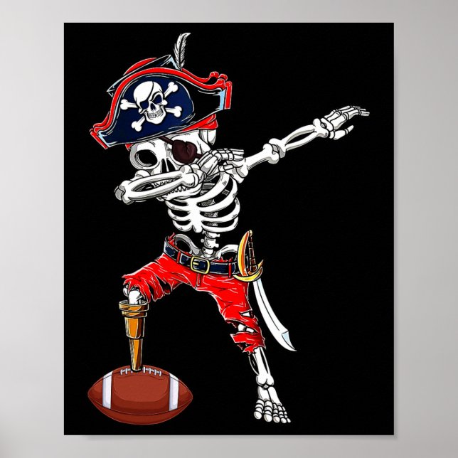 Dabbing Skeleton Pirat och Footll Ll Halloween Co Poster (Framsidan)