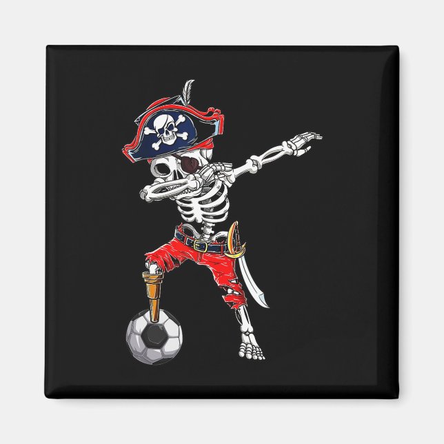 Dabbing Skeleton Pirat och Soccer Ll Halloween Co Magnet (Framsidan)