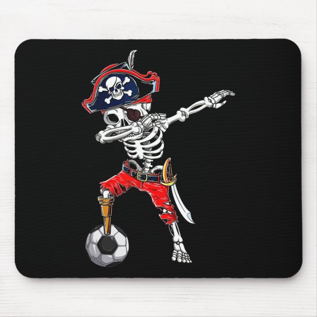 Dabbing Skeleton Pirat och Soccer Ll Halloween Co Musmatta (Framsidan)