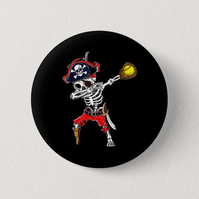 Dabbing Skeleton Pirat och Softll Ll Halloween Co Knapp (Framsida)