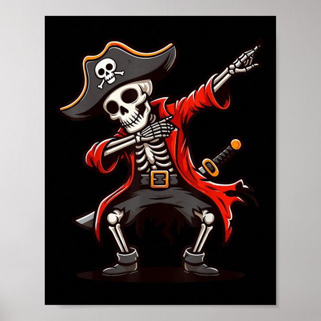 Dabbing Skeleton Pirat Poster (Framsidan)