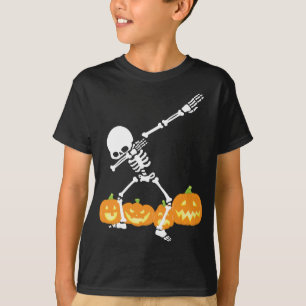 Dabbing Skeleton Pumpkin Fält Halloween Spooky T Shirt