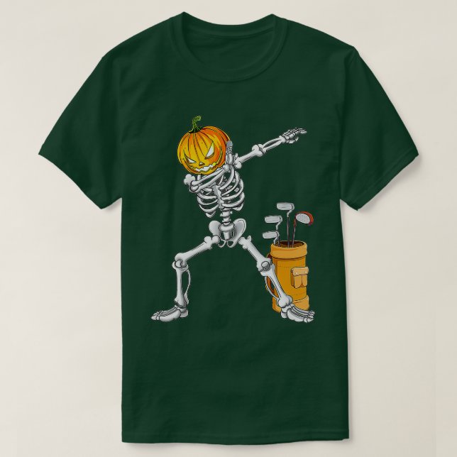 Dabbing Skeleton Pumpkin Golf Halloween Costume Gi T Shirt (Design framsida)