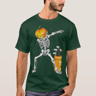 Dabbing Skeleton Pumpkin Golf Halloween Costume Gi T Shirt