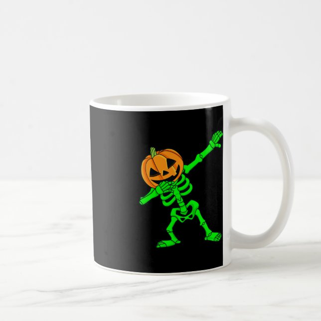 Dabbing Skeleton Pumpkin Head Halloween Dab Kaffemugg (Höger)