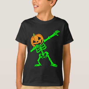 Dabbing Skeleton Pumpkin Head Halloween Dab T Shirt