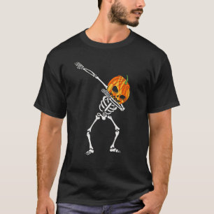 Dabbing Skeleton Pumpkin Head Halloween Dancing S T Shirt