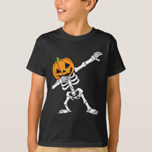 Dabbing Skeleton Pumpkin Head Roligt Halloween Dab T Shirt