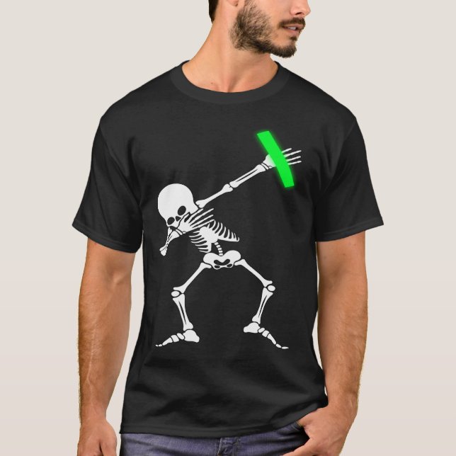 Dabbing Skeleton Rave Dance Party Music T Shirt (Framsida)
