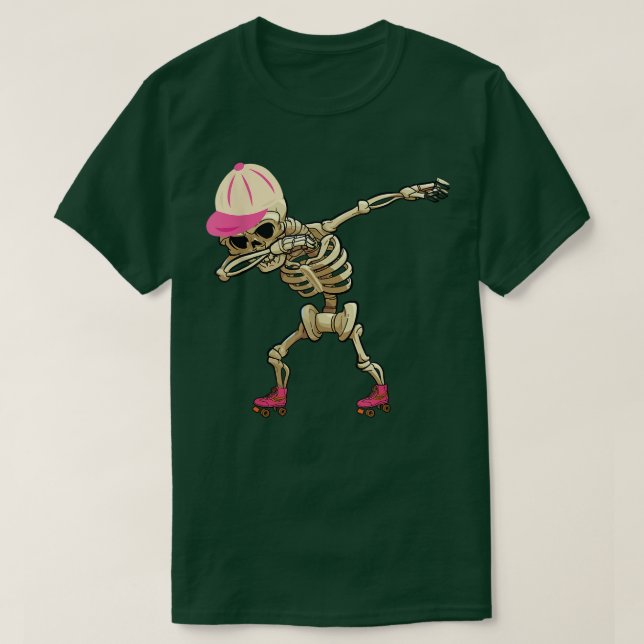 Dabbing Skeleton Roller Skates Roller Skating Inli T Shirt (Design framsida)