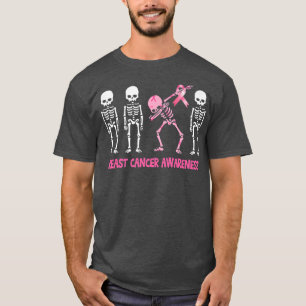 Dabbing Skeleton Rosa Ribbon Breast Cancer Hallowe T Shirt