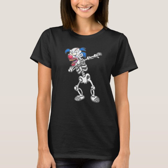 Dabbing Skeleton Scary Clown Halloween Zombie Cost T Shirt (Framsida)