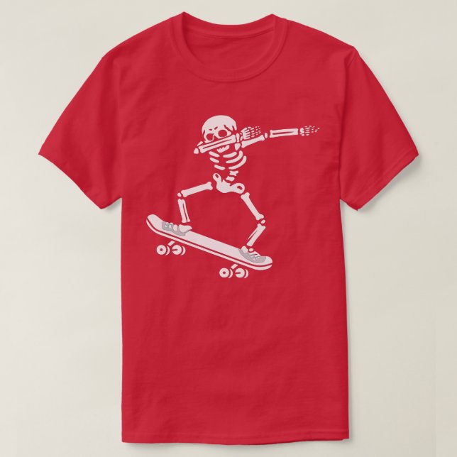 Dabbing Skeleton Skateboard Costume Funny Hallowee T Shirt (Design framsida)