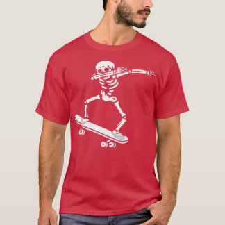 Dabbing Skeleton Skateboard Costume Funny Hallowee T Shirt