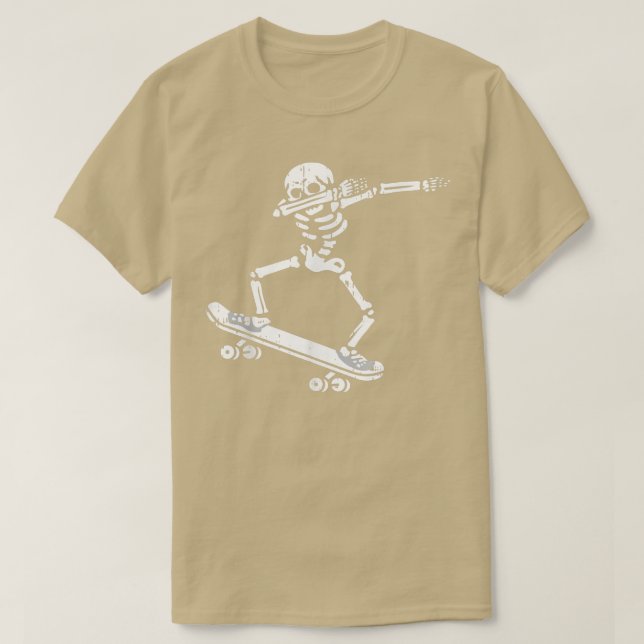 Dabbing Skeleton Skateboard Costume Funny Hallowee T Shirt (Design framsida)