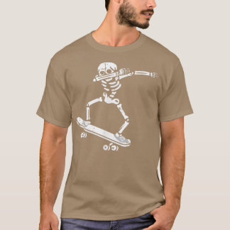 Dabbing Skeleton Skateboard Costume Funny Hallowee T Shirt