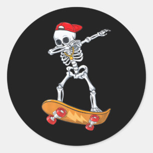 Dabbing Skeleton Skateboarding lustig Skater Runt Klistermärke