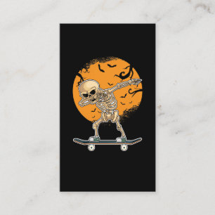 Dabbing Skeleton Skating Boys Halloween Visitkort