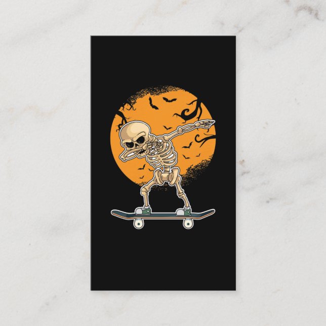 Dabbing Skeleton Skating Boys Halloween Visitkort (Framsida)