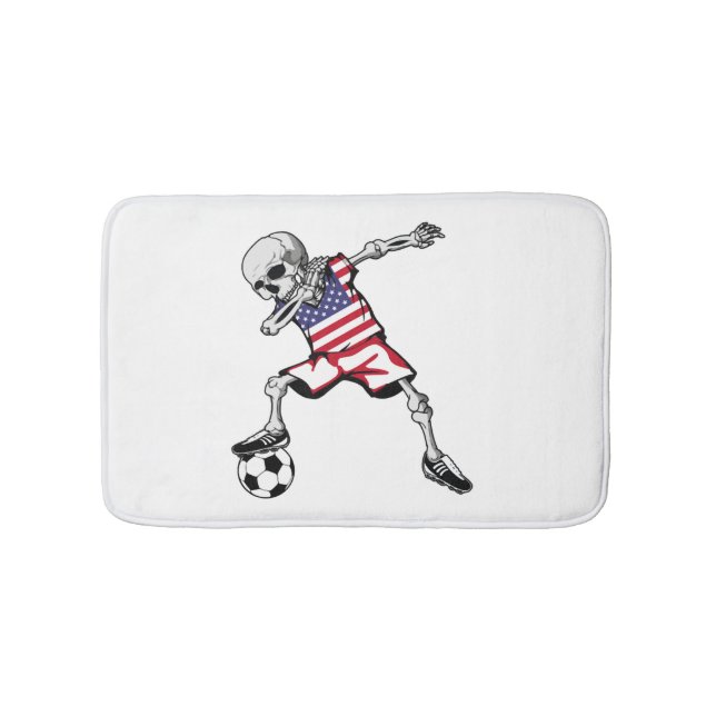 Dabbing Skeleton Soccer Halloween United Stater Badrumsmatta (Framsidan)