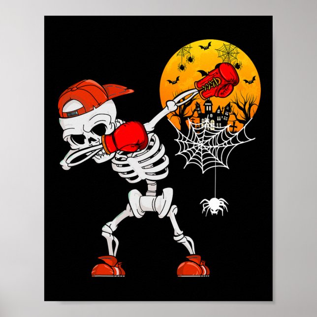 Dabbing Skeleton Spela upp Boxing Halloween Player Poster (Framsidan)